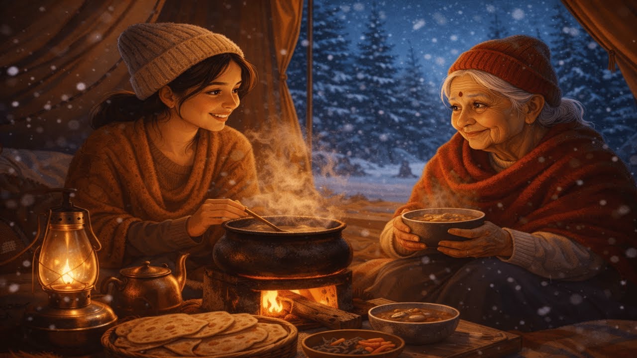 Cold Outside, Warm Inside  Cozy Family Winter Camping in the USA  Ghibli Silent Days