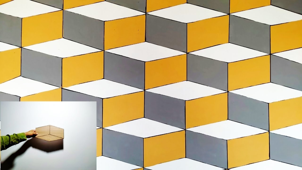 How To Make 3D Wall Painting Design | 3D wall painting | New ...