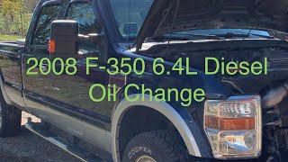 2008 Ford F350 6.4L Diesel Oil Change and Draining Fuel Water Separator.