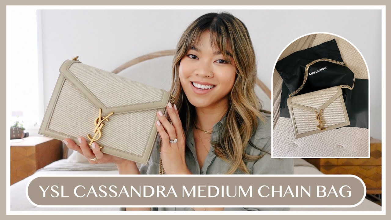 YSL Cassandra Medium Chain Bag in Canvas Unboxing & Review! What fits in it  & how it looks on 