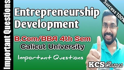 Entrepreneurship Development|Important Questions|Calicut University Bcom/BBA 4th Semester