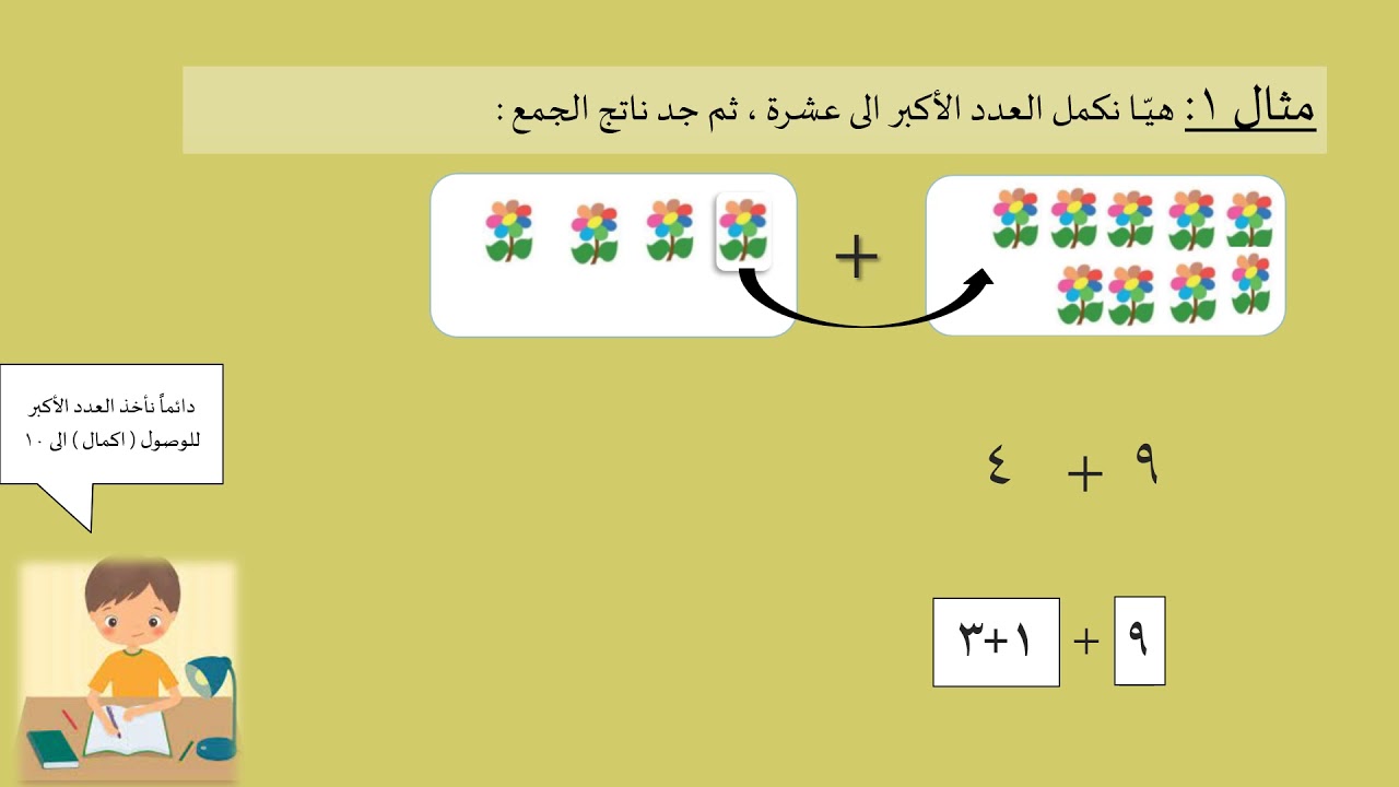 الجمع ضمنَ العَدَد 18  ثانياً