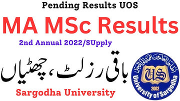 MA MSc Pending Results Sargodha University | 2nd Annual 2022 Results UOS | MA MSc Results UOS 2022