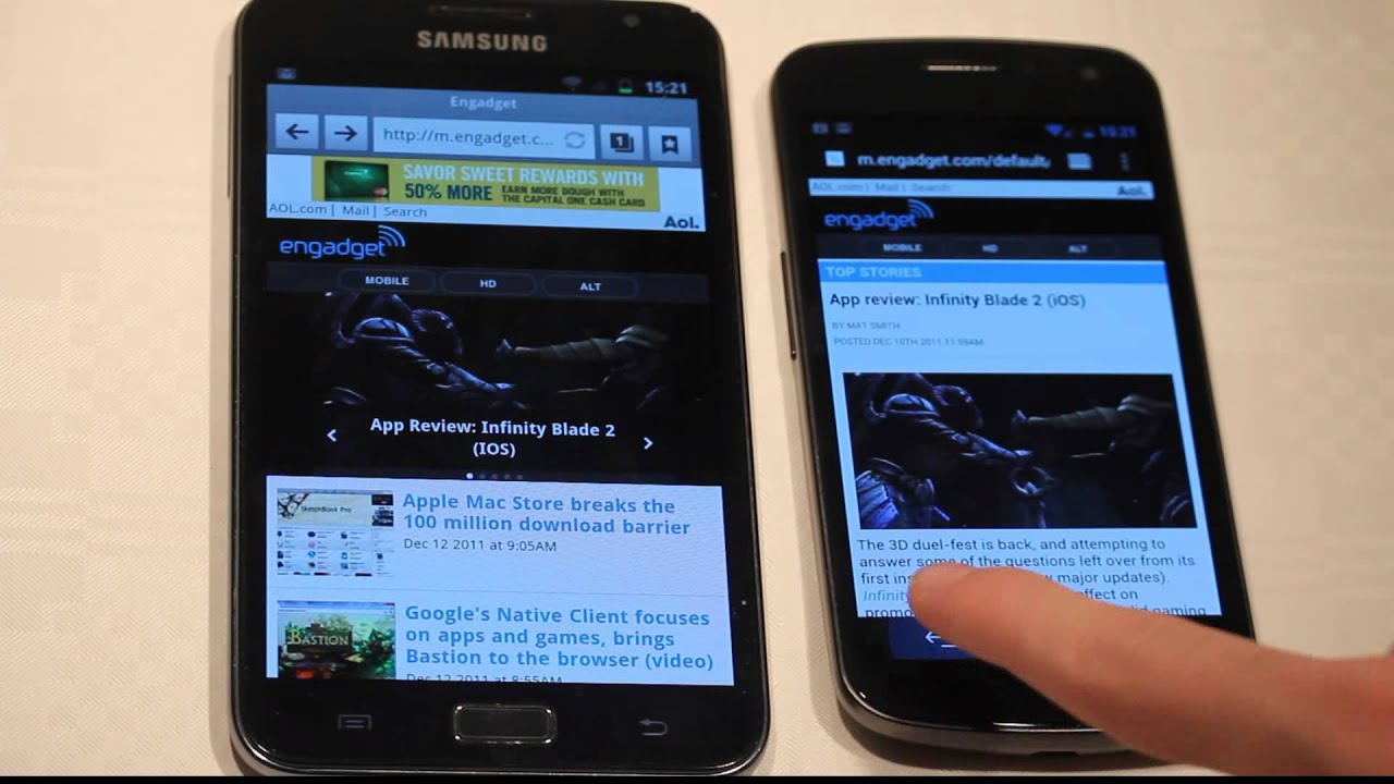 Samsung Galaxy Nexus vs. Samsung Galaxy Note Full Browser Test! (HD) Part 1 Review