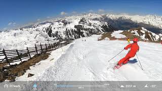 Les Arcs: Skiing Aiguille Rouge 3226m to 1200m, with a 70 km/h crash!