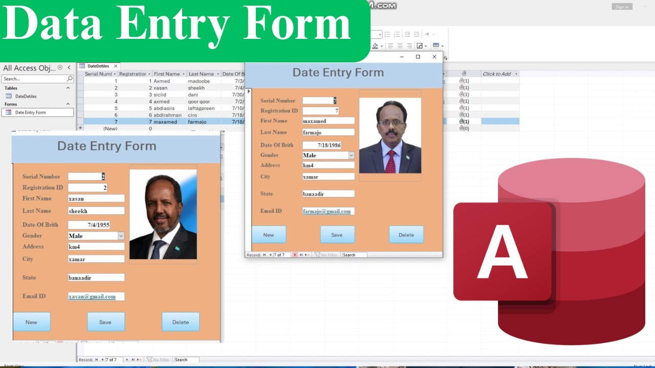 How to create a Data Entry Form in Microsoft Access | Sidee ayaad u ...