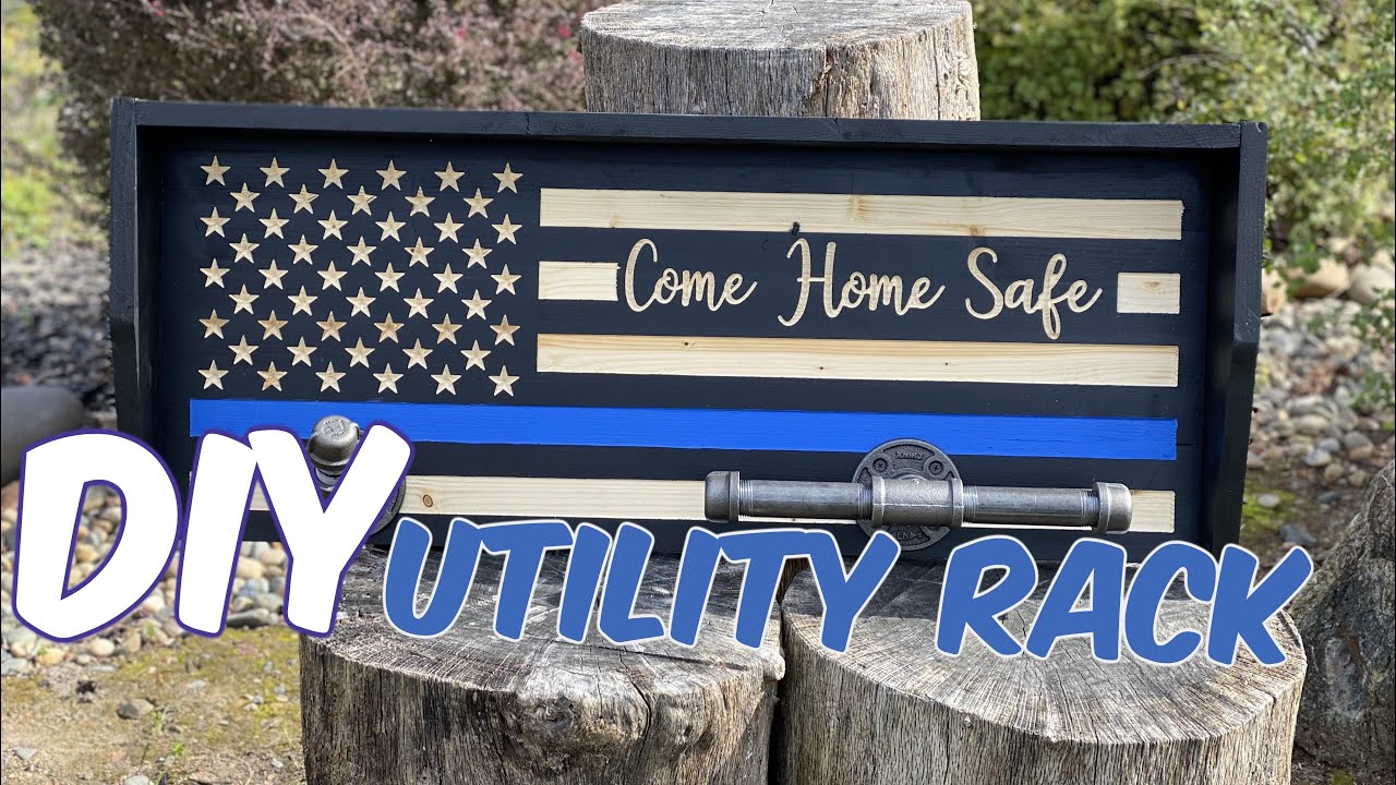 Wall Mounted Tactical Duty Gear Rack with Police Flag – Police Storage  Shelf & Law Enforcement Organizer-Police Gift Decor