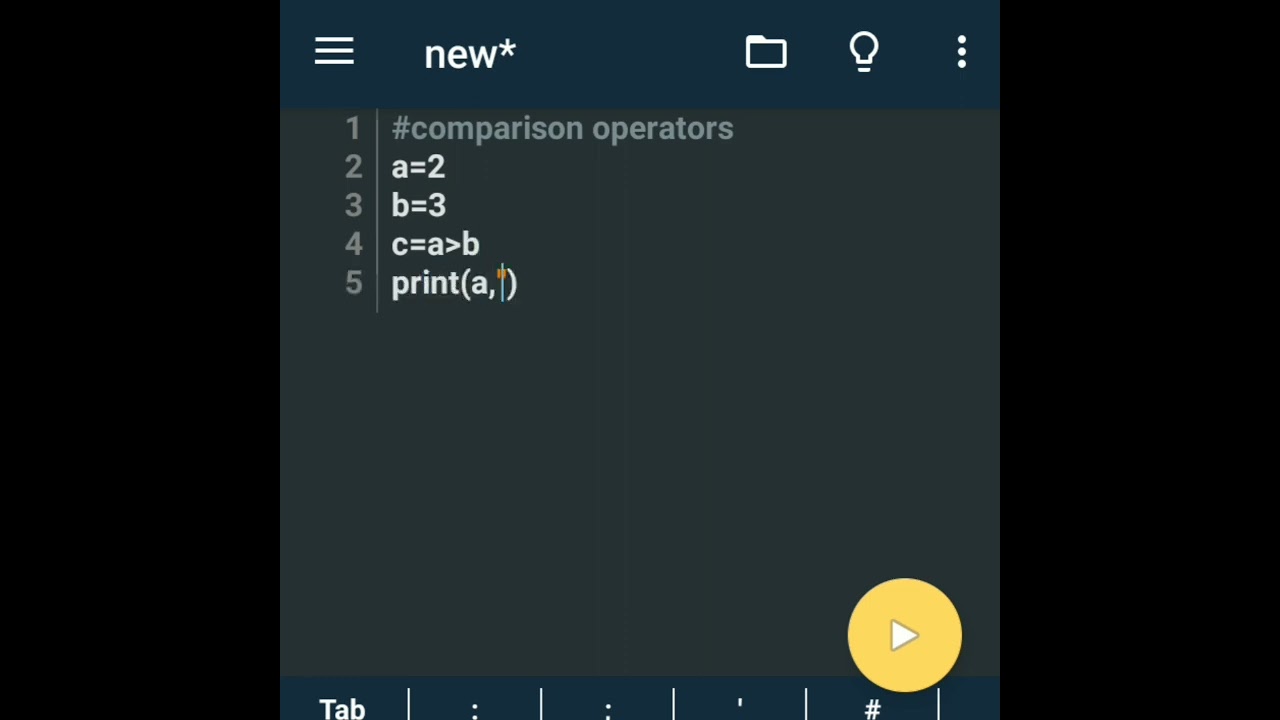 comparison operators in python