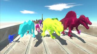 Race to eat Neon Carnivore Dinosaur Team - Animal Revolt Battle Simulator