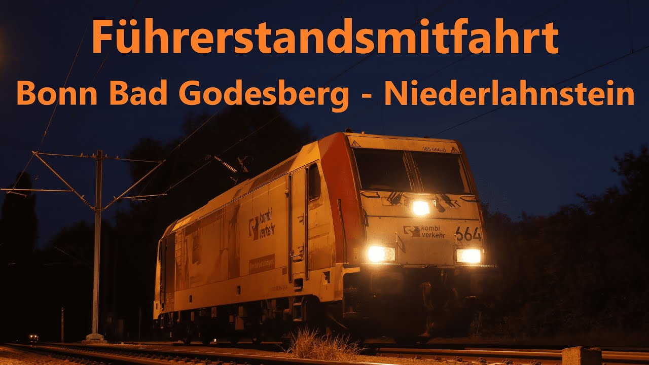 Führerstandsmitfahrt von Bonn - Bad Godesberg nach Niederlahnstein, Nachts am linken Rhein