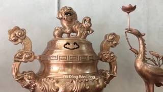 Bộ Đồ Thờ Đồng Đỏ Chạm Ám Dơi Ngậm Tiền Cao 60cm