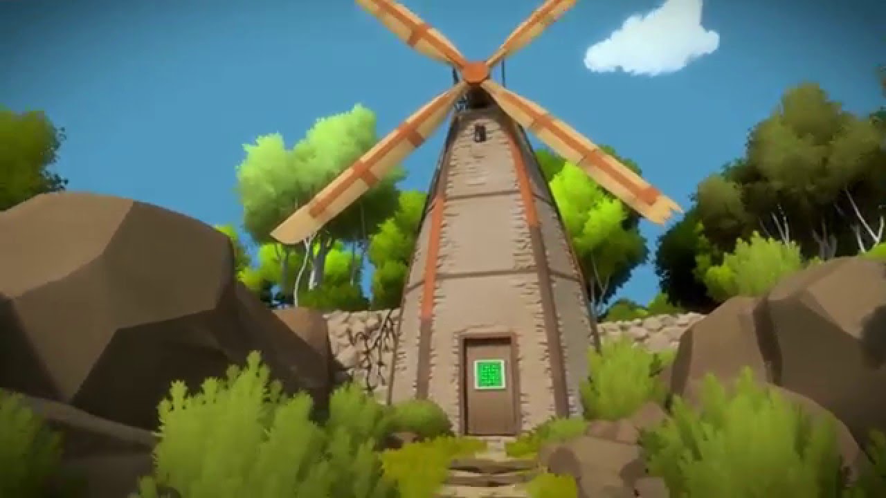 the witness windmill door hexagon line puzzle powers up fan a little gameplay sequence ps4 youtube