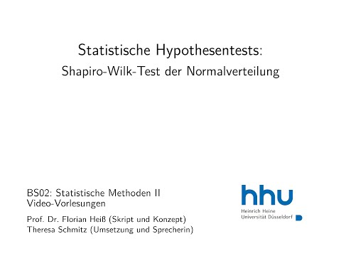 Statistik 2: 10.10.Shapiro-Wilk-Test der Normalverteilung