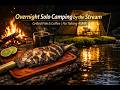 Overnight Solo Camping by the Stream | Grilled Fish &amp; Coffee | No Talking ASMR