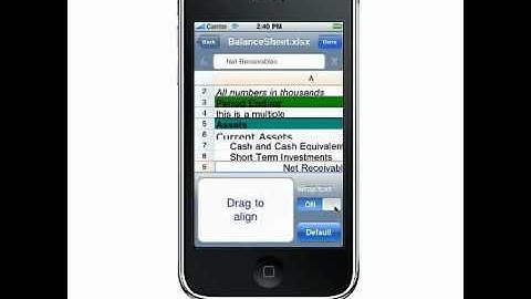 Formatting Cells in Quicksheet - Quickoffice® Pro for iPhone & iPod touch