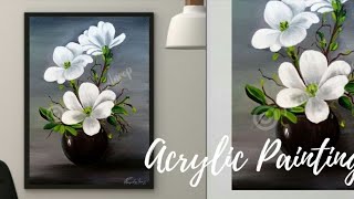 acrylic paintings painting flowers flower easy canvas vase simple beginner vases watercolor orchid basic tutorials