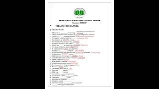  computer class 6 aps worksheet 