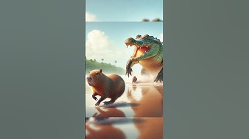 Capybara chased by crocodile | Capybara bị cá sấu truy đuổi #short #capybara #video #viralvideo #cat