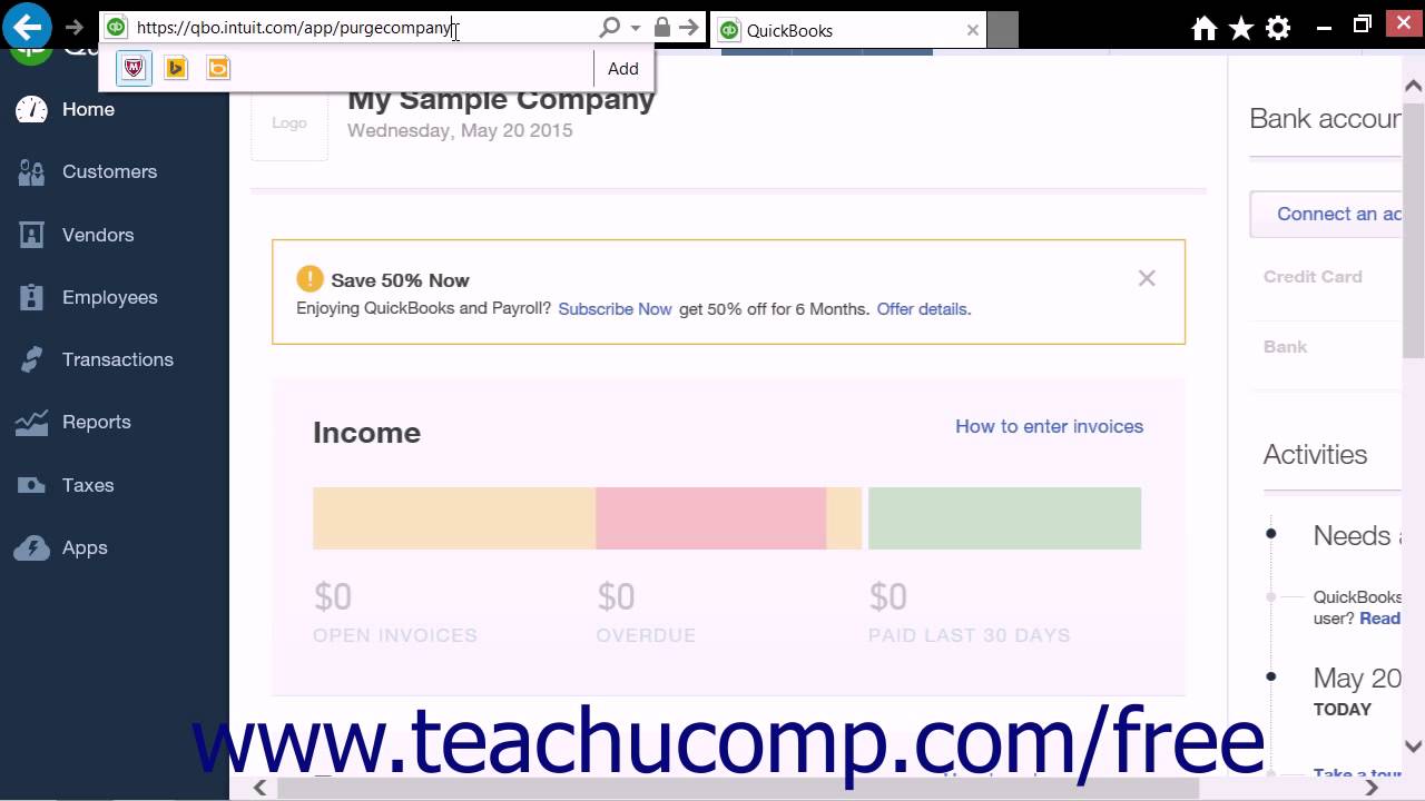 QuickBooks Online Plus 2015 Tutorial Cancelling a Company File Intuit ...