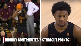 Bronny James scores and assists on 7-STRAIGHT USC points vs. Arizona State | ESPN College Basketball