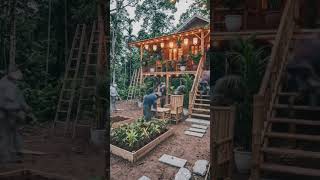 Bamboo Forest House Build 🌿🏡    #BambooHouse #BambooCraft #EcoLiving #Shorts
