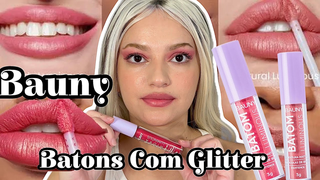 Batons Luminous Bauny com Glitter/Classic, Candy,Flash, Hot, Cherry.