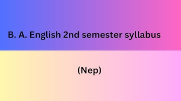 BA2nd semester Syllabus (NEP) 2022 English