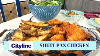 Sheet Pan Chicken Thighs with Parmesan Potatoes
