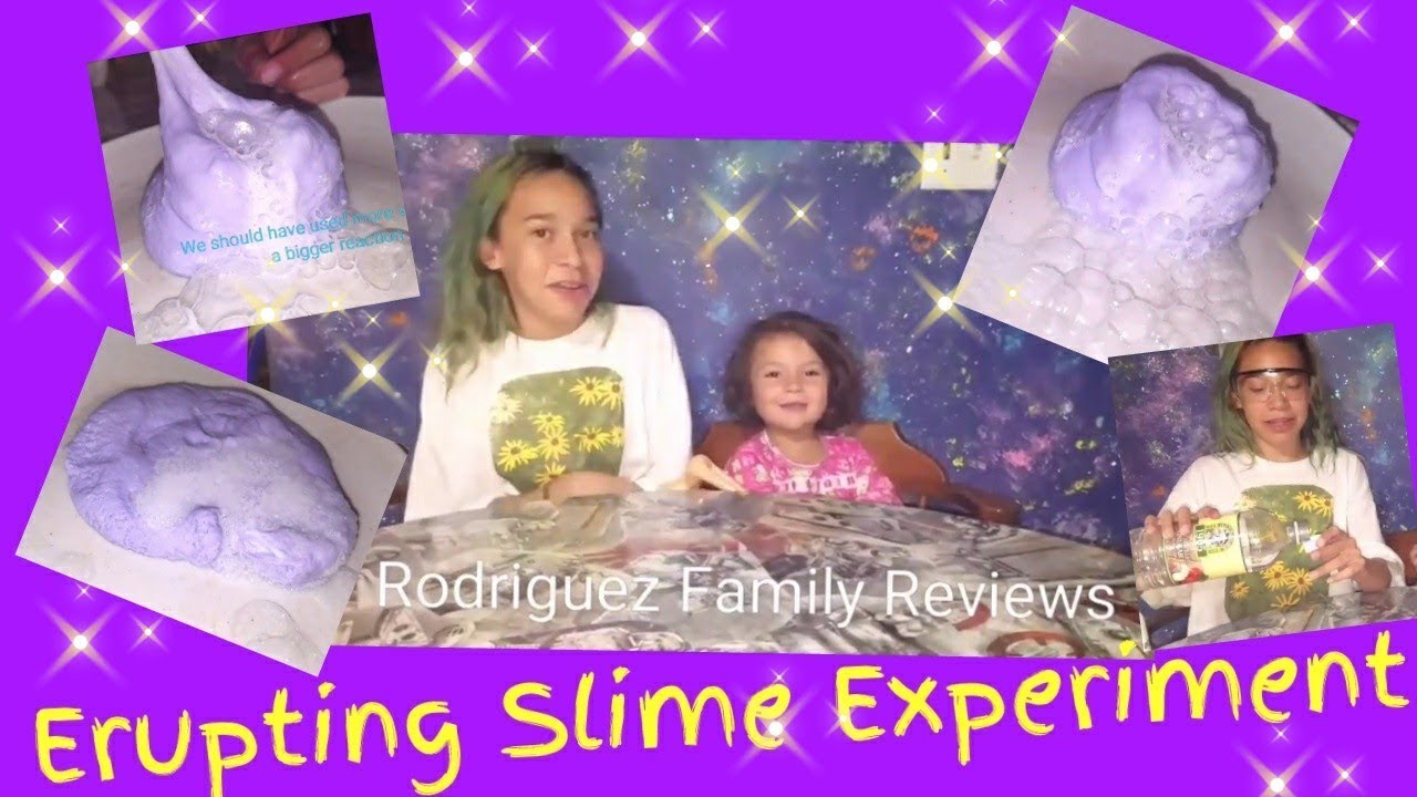 Exploding erupting slime experiment glue shaving cream baking soda ...