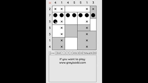Grey is Odd - Today grids. Solution level 2 7X7 dated 06-30-2024 #logicpuzzles #logicgames  #games