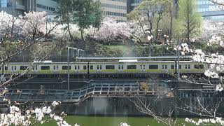 春の四季 桜 総武線 E231系500番台 市ヶ谷駅発車 2021.03.27