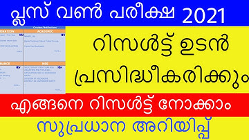 Plus One Public Exam Results Publishing  Date And Time | 2021 | How to Check Result |