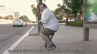 Folding Walking Cane with Seat | Lightweight Walking Stick & Portable Chair for Seniors