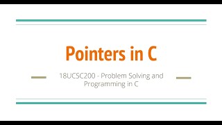 Pointers in C