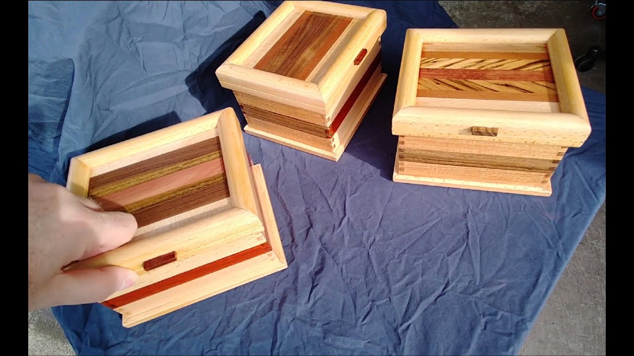 Three fancy wood recipe boxes with magnet clasps (LONG - includes build ...