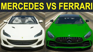 ... hey guys! today we have the ferrari portofino vs. mercedes amg gtr
drag race.