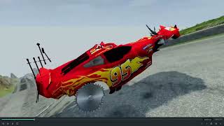 Big \& Small Monster Trucks Lightning Mcqueen vs Cruz Ramirez vs Rich Mixon vs Trains  BeamNG Drive