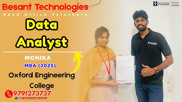 Monika’s Success Story | MBA Student Placed as Data Analyst | Besant Technologies Velachery