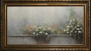 White Roses in Walled Garden, Vintage Impressionist Oil Painting | Framed Art Screensaver for TV screenshot 4