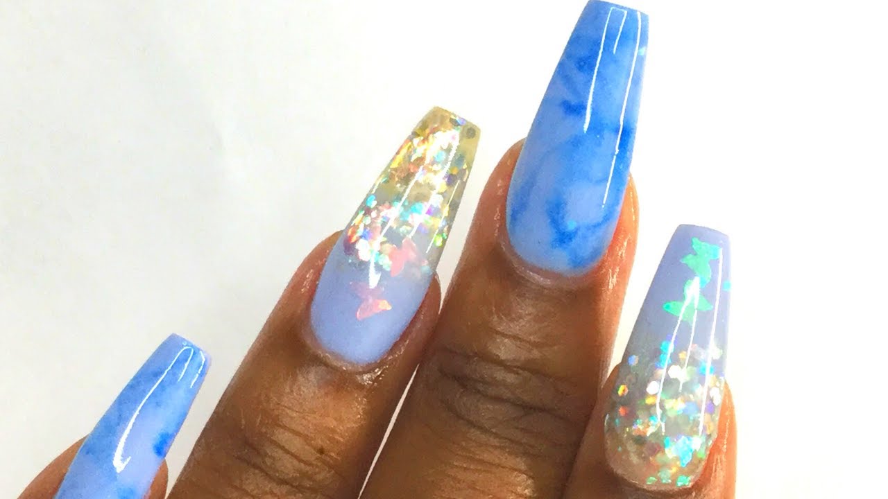 Blue Dip Powder Nail Design Ideas - wide 4