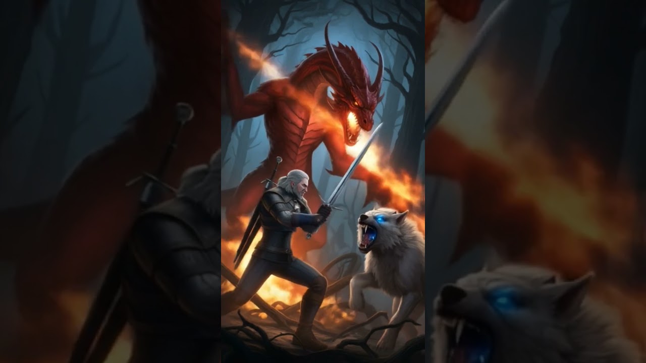 Witcher Fights Dragon 