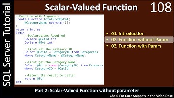 Scalar Valued Functions | Part 2 - Without Parameters | SSMS TSQL Tutorial #108