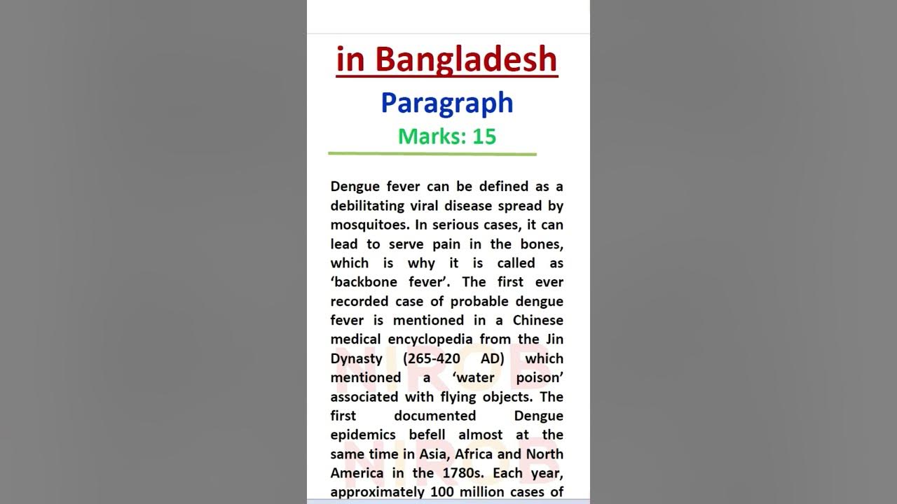 Dengue Fever Paragraph I HSC 2023 I Shorts hscparagraph YouTube dengue-fever-paragraph-with-bangla-meaning-youtube