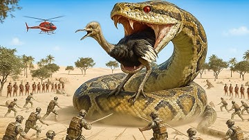 Rescue Team Battles Giant Python to Save Trapped Ostrich — Incredible Real Footage 🐍
