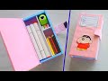 How to make a cardboard pencil box |DIY cardboard pencil box idea/Easy Origami box tutorial/shinchan