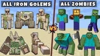 zombies Vs All types of golem - Minecraft Mob Battle!