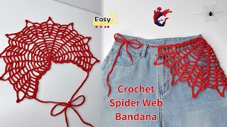 Crochet Spider Web Bandana 🕷️🕸️ | Easy Step-by-Step Tutorial