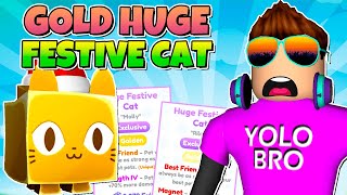 ВЫБИЛ PET SIMULATOR X В РОБЛОКС ROBLOX два золотых festive cat в