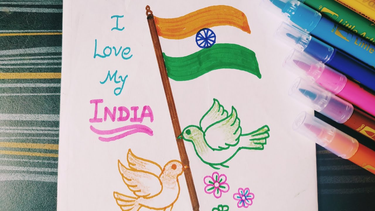Indipendence Day Drawing for Kids | How to Draw Indian National Flag ...