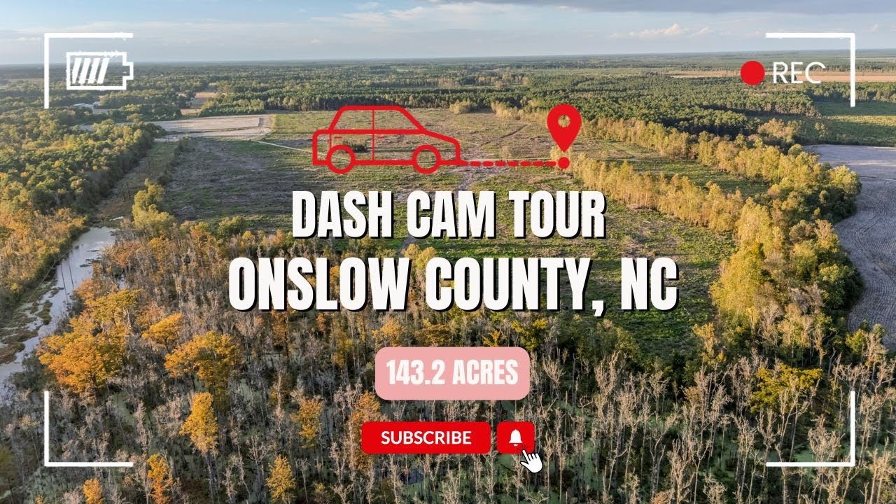 143.2 Acres in Onslow County, NC–Unrestricted–Timber/Hunting–Private Rd–Stream–Jacksonville- Dashcam